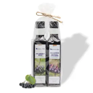 Geschenkset Aronia-Sirup 250 ml und Aronia-Dressing 250 ml - Vorderseite