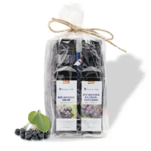 Geschenkset Aronia-Sirup 100 ml und Aronia-Dressing 100 ml - Vorderseite